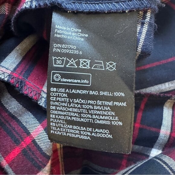 NWT H&M Beaded Flannel Blouse Long Sleeve Plaid Mod Holiday Shirt Top Sz 2 - Picture 5 of 12